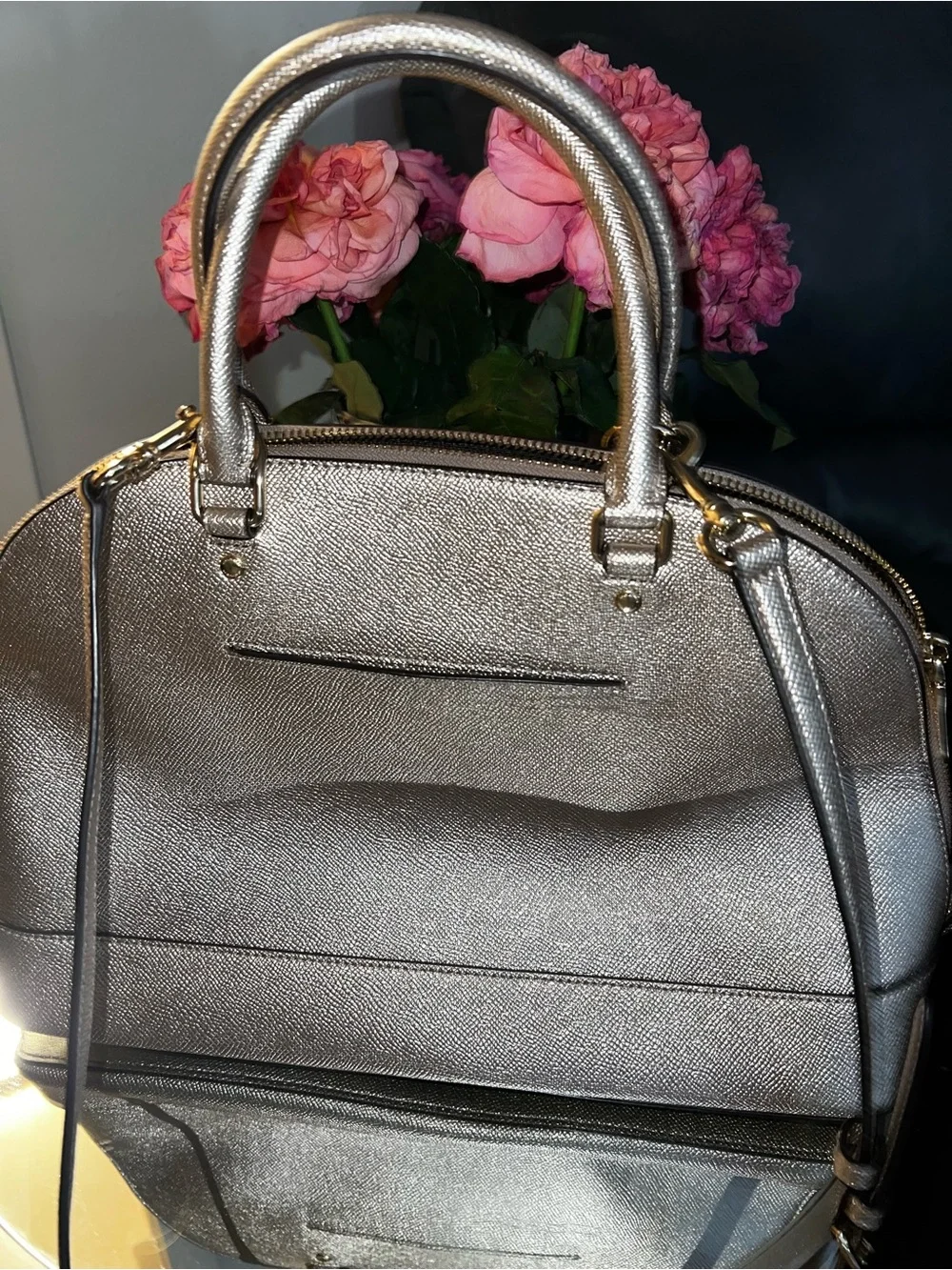 Coach Silver Dome Satchel with Gold-Tone Hardware
